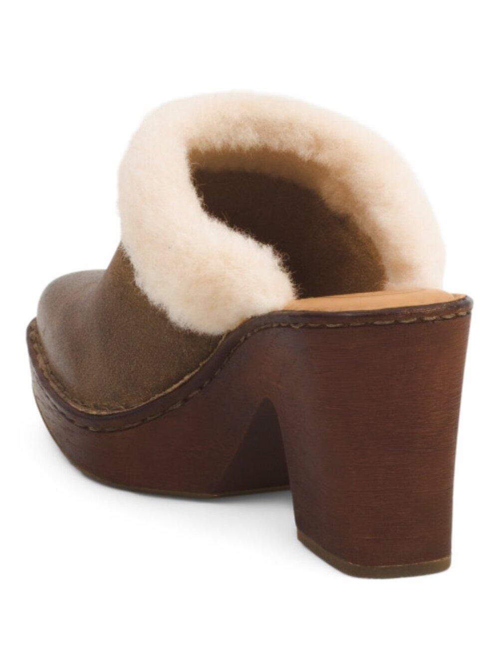 BORN Hope SHEEPSKIN Shearling Lined Heeled Clogs Leather 462sn NEW in box - Picture 2 of 6